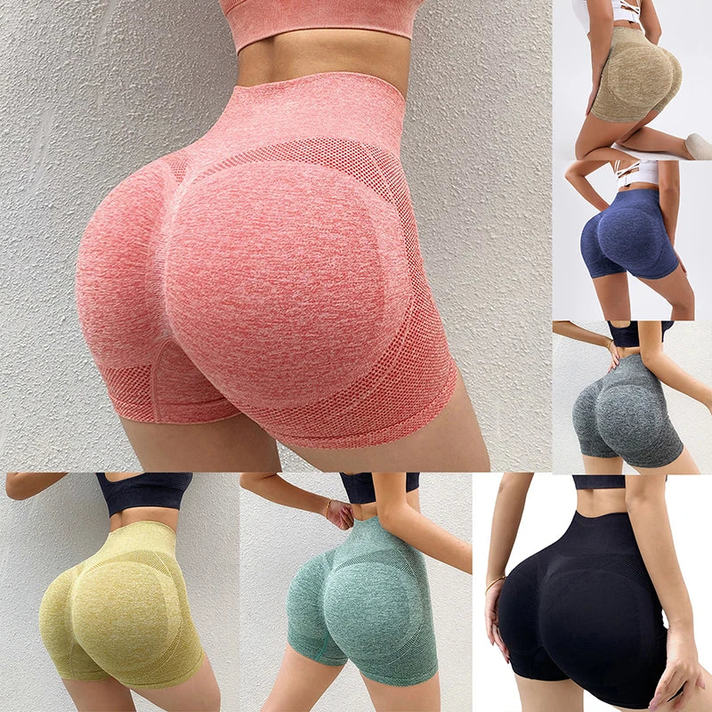 Summer new high waisted sports shorts for women, tight fitting elastic quick drying pants, gym push ups, cycling, jogging, fitness yoga pants