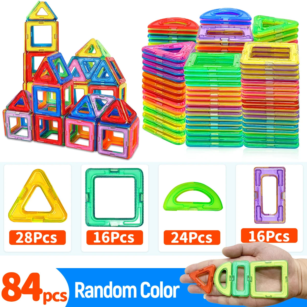 Medium Size Magnetic Block Building Toy Set，Creative Construction STEM Toy,Back-to-School Season, Birthday Gift