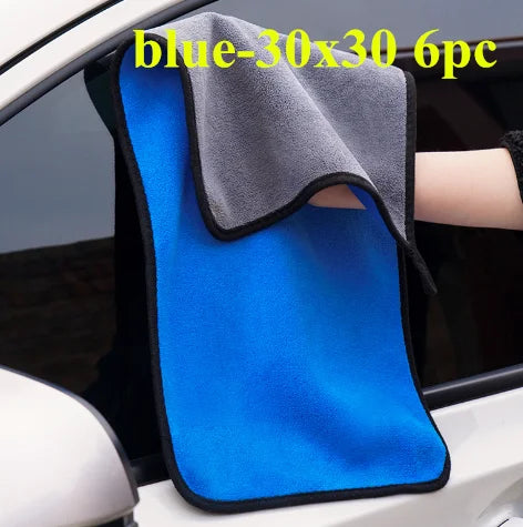 1/2/6/10pcs Microfiber Cleaning Towel Thicken Soft Drying Cloth Car Body Washing Towels Double Layer Clean Rags Car Accessories
