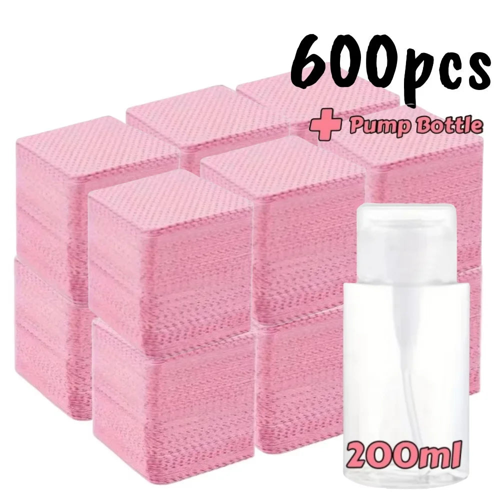 20/600pcs Lint-Free Gel Nail Wipes Aluminum-Free Cleansing Tissues Nail Polish Remover Pads for NaiArt Beauty Nail Cleaning Care