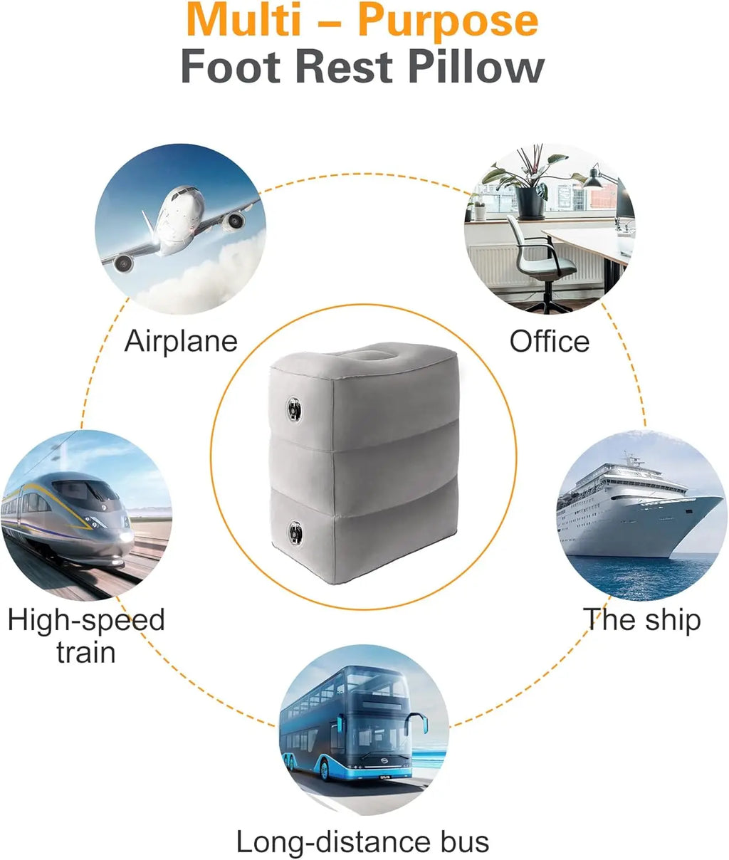 Inflatable Foot Rest Pillow For Travel, Kids/Adults Airplane Travel Pillow-Adjustable Height Cushions,For Kids To Sleep While