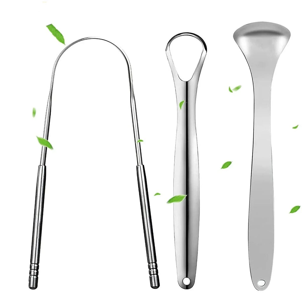 3PCS Tongue Scraper, Stainless Steel Tongue Scrapers, Tounge Scraper Cleaner, Professional Tongue Brush,Tongue Coating Remover