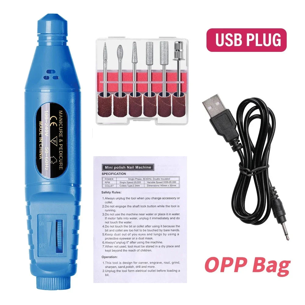6-in-1 Professional Electric Nail Drill Kit – Nail File Pen for Filing, Polishing & Exfoliating
