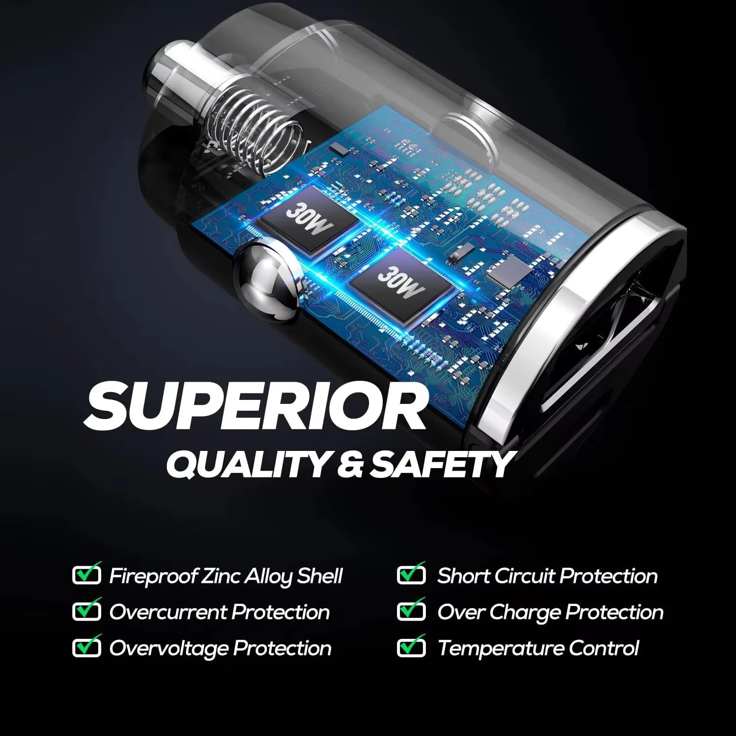 2025 200W mini car charger fast charging for iPhone QC3.0 mini PD USB Type C car mobile phone charger for Xiaomi Samsung Huawei
