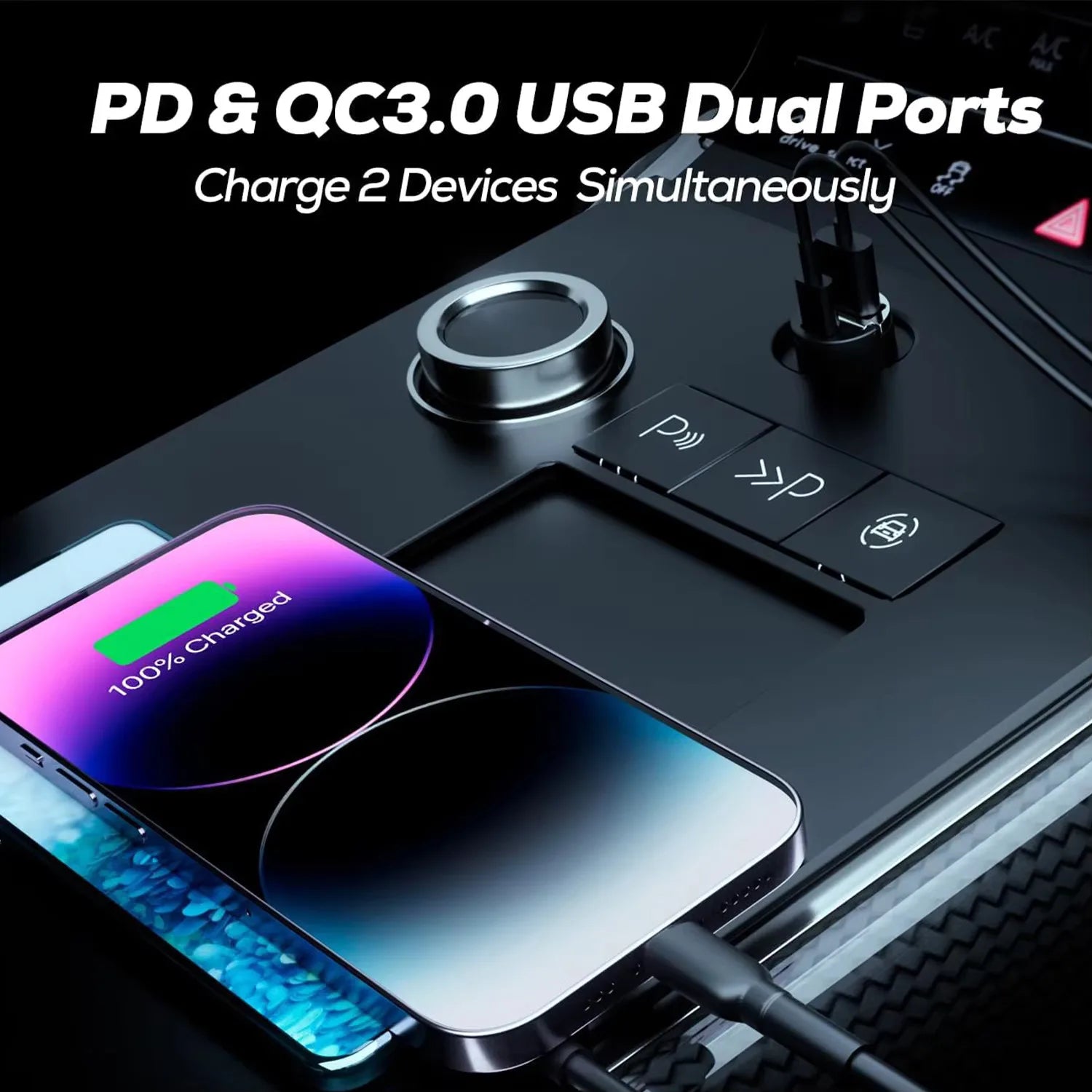 2025 200W mini car charger fast charging for iPhone QC3.0 mini PD USB Type C car mobile phone charger for Xiaomi Samsung Huawei