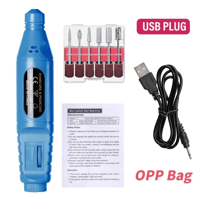 6-in-1 Professional Electric Nail Drill Kit – Nail File Pen for Filing, Polishing & Exfoliating