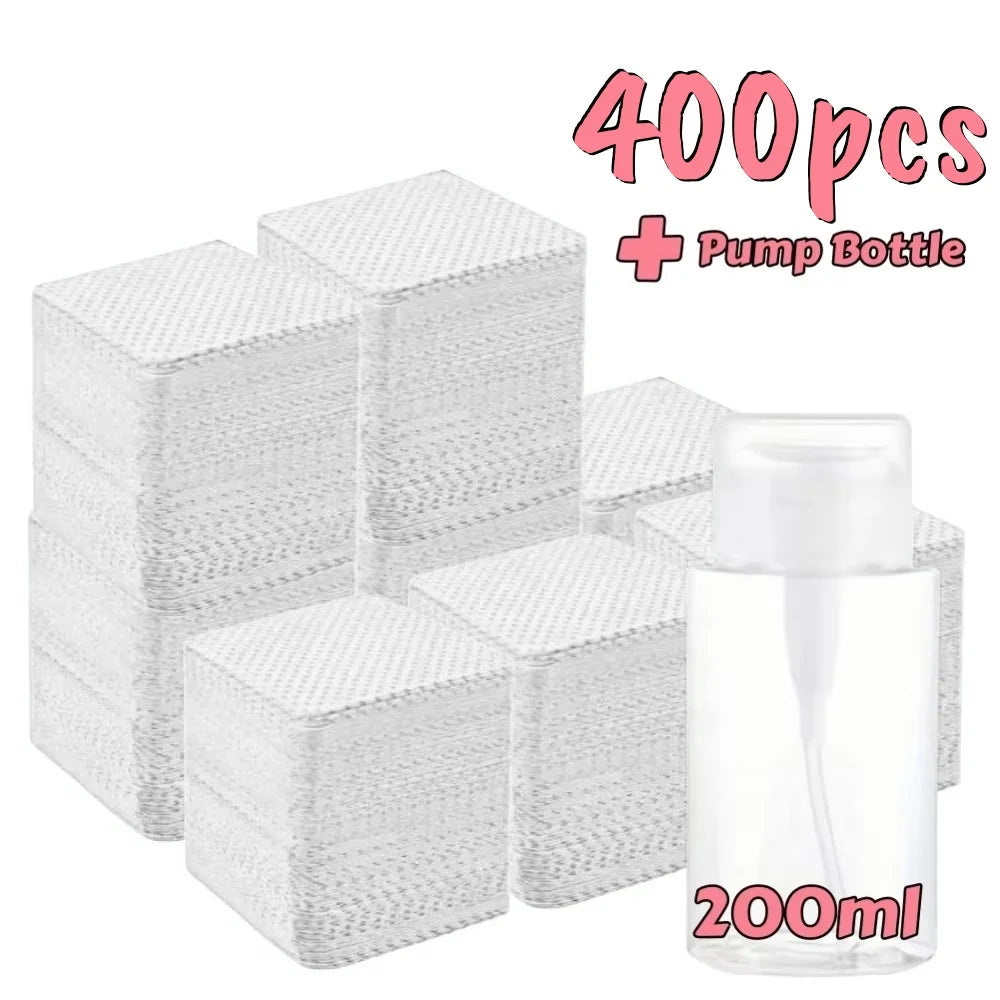 20/600pcs Lint-Free Gel Nail Wipes Aluminum-Free Cleansing Tissues Nail Polish Remover Pads for NaiArt Beauty Nail Cleaning Care