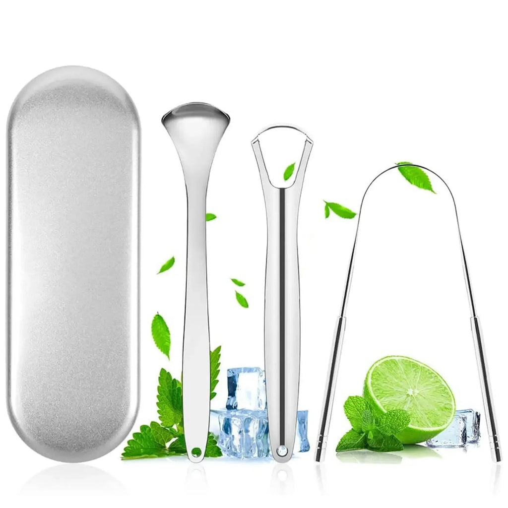 3PCS Tongue Scraper, Stainless Steel Tongue Scrapers, Tounge Scraper Cleaner, Professional Tongue Brush,Tongue Coating Remover