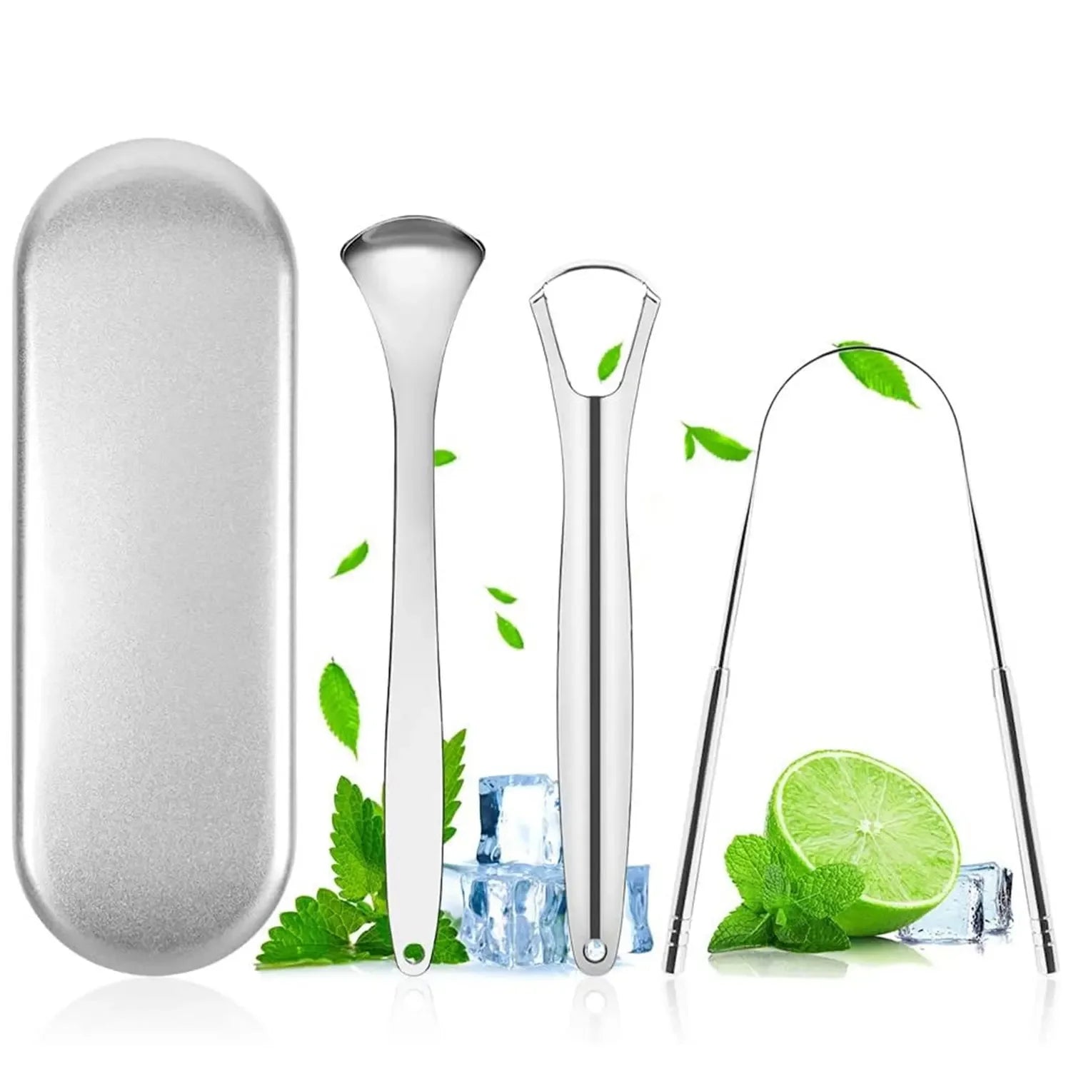 3PCS Tongue Scraper, Stainless Steel Tongue Scrapers, Tounge Scraper Cleaner, Professional Tongue Brush,Tongue Coating Remover