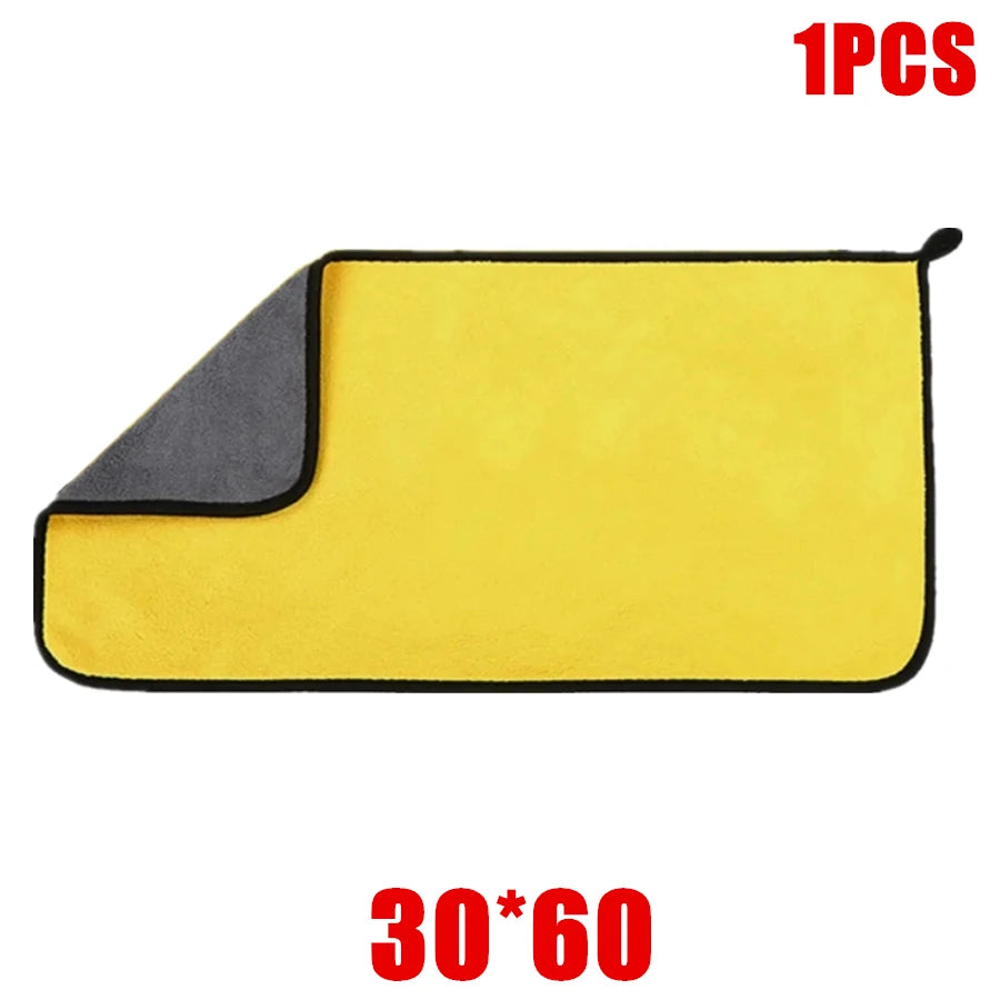 1/2/6/10pcs Microfiber Cleaning Towel Thicken Soft Drying Cloth Car Body Washing Towels Double Layer Clean Rags Car Accessories