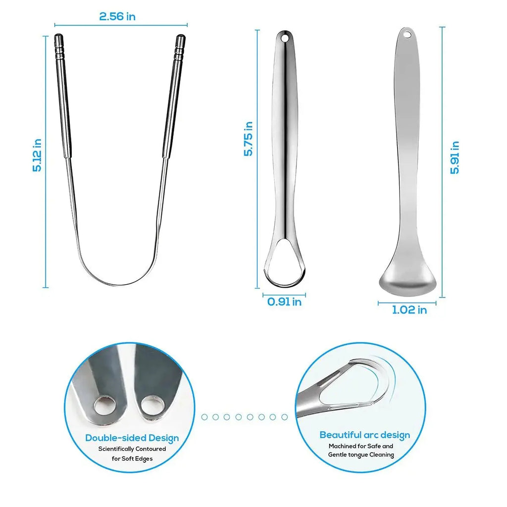 3PCS Tongue Scraper, Stainless Steel Tongue Scrapers, Tounge Scraper Cleaner, Professional Tongue Brush,Tongue Coating Remover