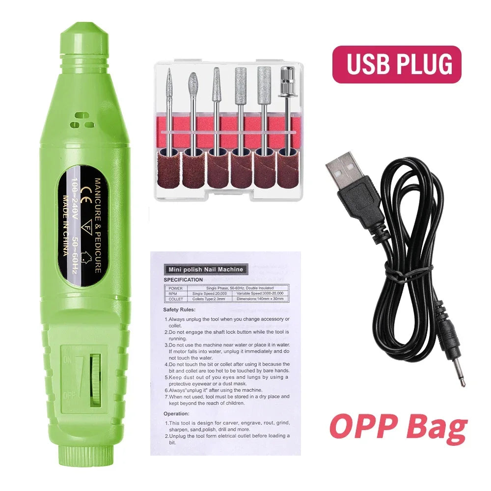 6-in-1 Professional Electric Nail Drill Kit – Nail File Pen for Filing, Polishing & Exfoliating