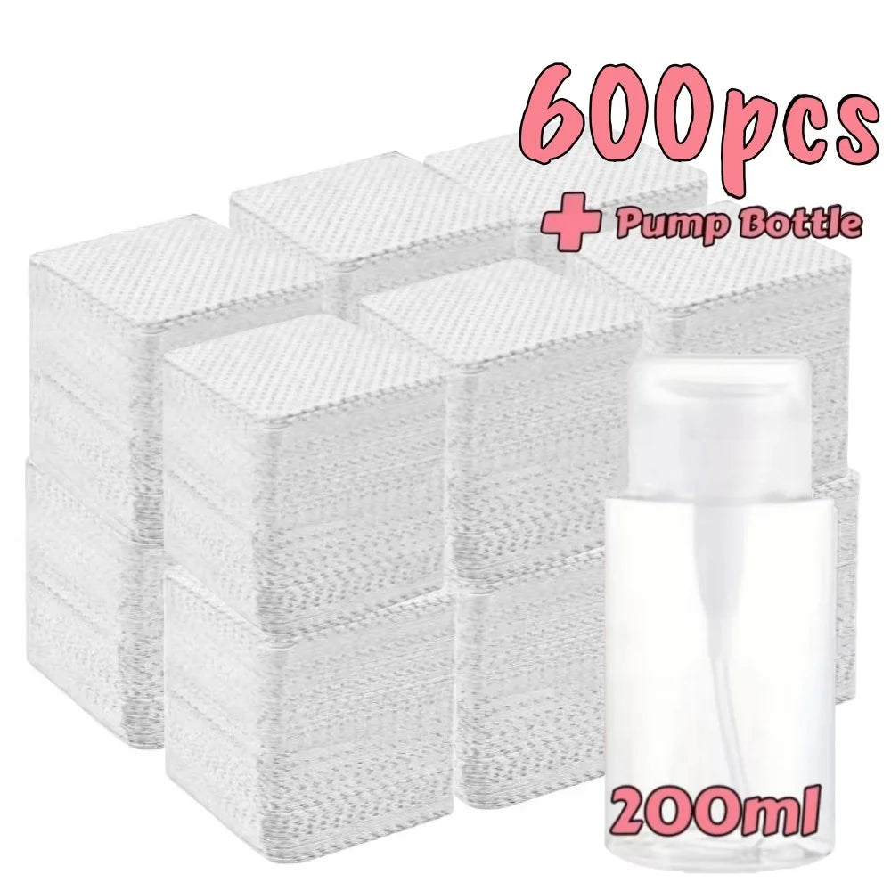 20/600pcs Lint-Free Gel Nail Wipes Aluminum-Free Cleansing Tissues Nail Polish Remover Pads for NaiArt Beauty Nail Cleaning Care
