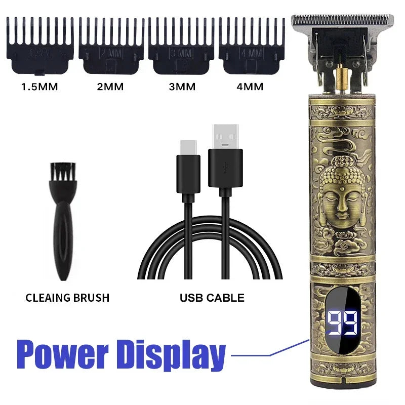 Cordless Hair Trimmer Vintage Hair Clipper USB Fast Charging Hair Cutting Machine Electric Shaver Barber Professional Barber