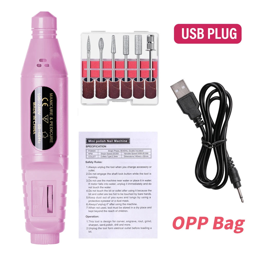 6-in-1 Professional Electric Nail Drill Kit – Nail File Pen for Filing, Polishing & Exfoliating