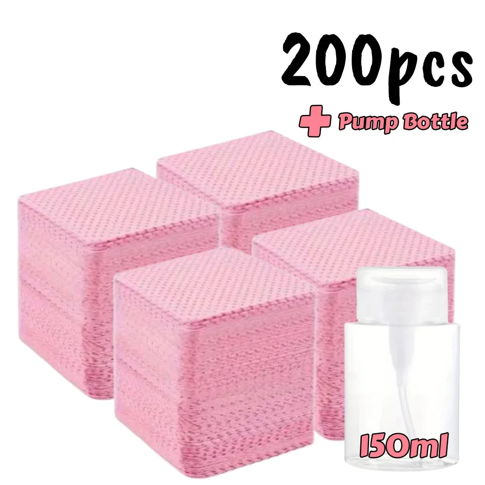 20/600pcs Lint-Free Gel Nail Wipes Aluminum-Free Cleansing Tissues Nail Polish Remover Pads for NaiArt Beauty Nail Cleaning Care