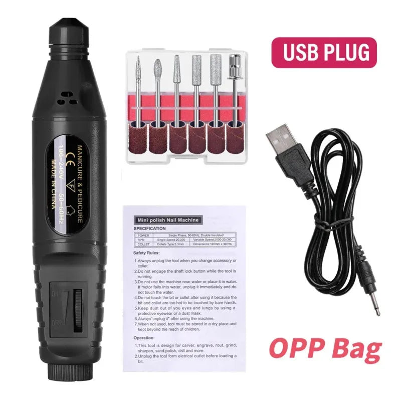 6-in-1 Professional Electric Nail Drill Kit – Nail File Pen for Filing, Polishing & Exfoliating